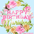 Beautiful Birthday Flowers Card for Marielena with Animated Butterflies