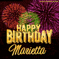 Wishing You A Happy Birthday, Marietta! Best fireworks GIF animated greeting card.