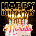 Marietta - Animated Happy Birthday Cake GIF Image for WhatsApp