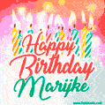 Happy Birthday GIF for Marijke with Birthday Cake and Lit Candles