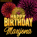 Wishing You A Happy Birthday, Marijona! Best fireworks GIF animated greeting card.