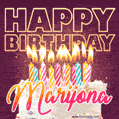 Marijona - Animated Happy Birthday Cake GIF Image for WhatsApp
