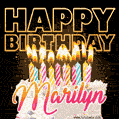 Marilyn - Animated Happy Birthday Cake GIF Image for WhatsApp