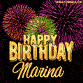 Wishing You A Happy Birthday, Marina! Best fireworks GIF animated greeting card.