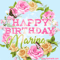 Beautiful Birthday Flowers Card for Marina with Animated Butterflies