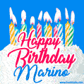 Happy Birthday GIF for Marino with Birthday Cake and Lit Candles