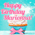 Happy Birthday Marionna! Elegang Sparkling Cupcake GIF Image.