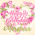 Pink rose heart shaped bouquet - Happy Birthday Card for Marionna