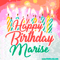 Happy Birthday GIF for Marise with Birthday Cake and Lit Candles