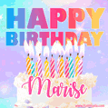 Animated Happy Birthday Cake with Name Marise and Burning Candles