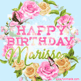 Beautiful Birthday Flowers Card for Marissa with Animated Butterflies