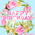 Beautiful Birthday Flowers Card for Marketta with Glitter Animated Butterflies