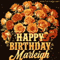 Beautiful bouquet of orange and red roses for Marleigh, golden inscription and twinkling stars