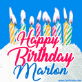 Happy Birthday GIF for Marlon with Birthday Cake and Lit Candles