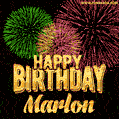 Wishing You A Happy Birthday, Marlon! Best fireworks GIF animated greeting card.