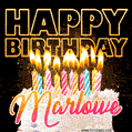 Marlowe - Animated Happy Birthday Cake GIF for WhatsApp