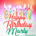 Happy Birthday GIF for Marly with Birthday Cake and Lit Candles