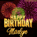 Wishing You A Happy Birthday, Marlyn! Best fireworks GIF animated greeting card.