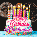 Amazing Animated GIF Image for Martavious with Birthday Cake and Fireworks