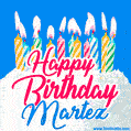 Happy Birthday GIF for Martez with Birthday Cake and Lit Candles