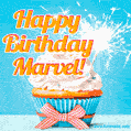Happy Birthday, Marvel! Elegant cupcake with a sparkler.