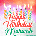 Happy Birthday GIF for Marwah with Birthday Cake and Lit Candles