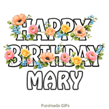 Seamlessly looping floral birthday e-card with bold text for Mary