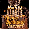 Chocolate Happy Birthday Cake for Maryam (GIF)