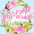 Beautiful Birthday Flowers Card for Maryama with Animated Butterflies