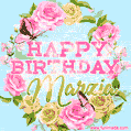 Beautiful Birthday Flowers Card for Marzia with Glitter Animated Butterflies