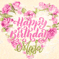 Pink rose heart shaped bouquet - Happy Birthday Card for Masa