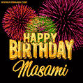 Wishing You A Happy Birthday, Masami! Best fireworks GIF animated greeting card.