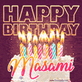 Masami - Animated Happy Birthday Cake GIF Image for WhatsApp