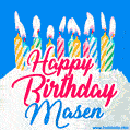 Happy Birthday GIF for Masen with Birthday Cake and Lit Candles