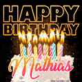 Mathias - Animated Happy Birthday Cake GIF for WhatsApp