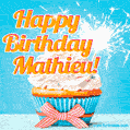 Happy Birthday, Mathieu! Elegant cupcake with a sparkler.