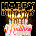 Mattheo - Animated Happy Birthday Cake GIF for WhatsApp