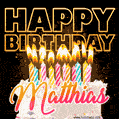 Matthias - Animated Happy Birthday Cake GIF for WhatsApp