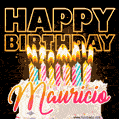 Mauricio - Animated Happy Birthday Cake GIF for WhatsApp