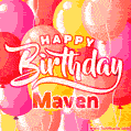 Happy Birthday Maven - Colorful Animated Floating Balloons Birthday Card