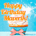 Happy Birthday, Maverik! Elegant cupcake with a sparkler.