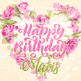Pink rose heart shaped bouquet - Happy Birthday Card for Mavis