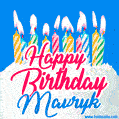 Happy Birthday GIF for Mavryk with Birthday Cake and Lit Candles