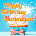 Happy Birthday, Maximilian! Elegant cupcake with a sparkler.