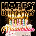 Maximilian - Animated Happy Birthday Cake GIF for WhatsApp