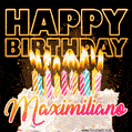 Maximiliano - Animated Happy Birthday Cake GIF for WhatsApp