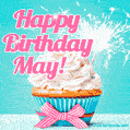 Happy Birthday May! Elegang Sparkling Cupcake GIF Image.