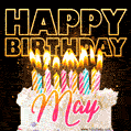 May - Animated Happy Birthday Cake GIF Image for WhatsApp