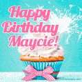 Happy Birthday Maycie! Elegang Sparkling Cupcake GIF Image.
