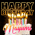 Mayumi - Animated Happy Birthday Cake GIF Image for WhatsApp